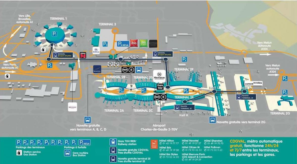 Mapa CDG aerodrom