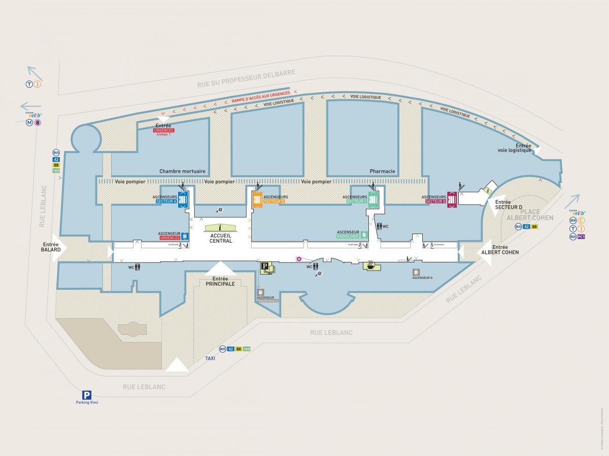 Mapa Georges-Pompidoua bolnici
