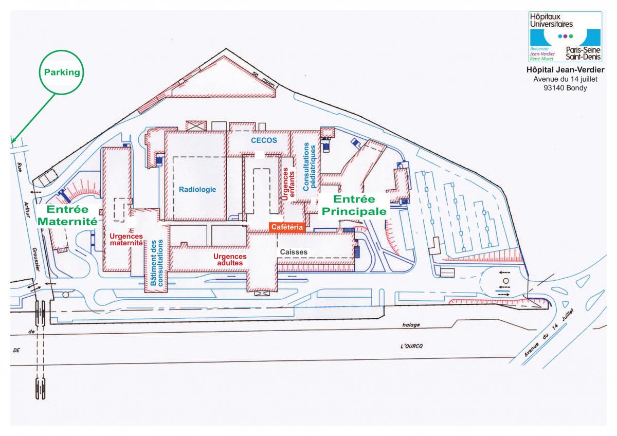 Mapa Jean-Verdier bolnici