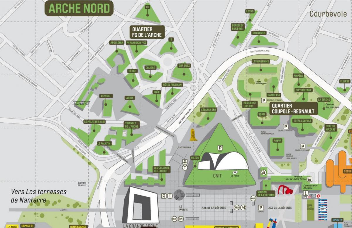 Karte za La Défense Sjeverno Arche