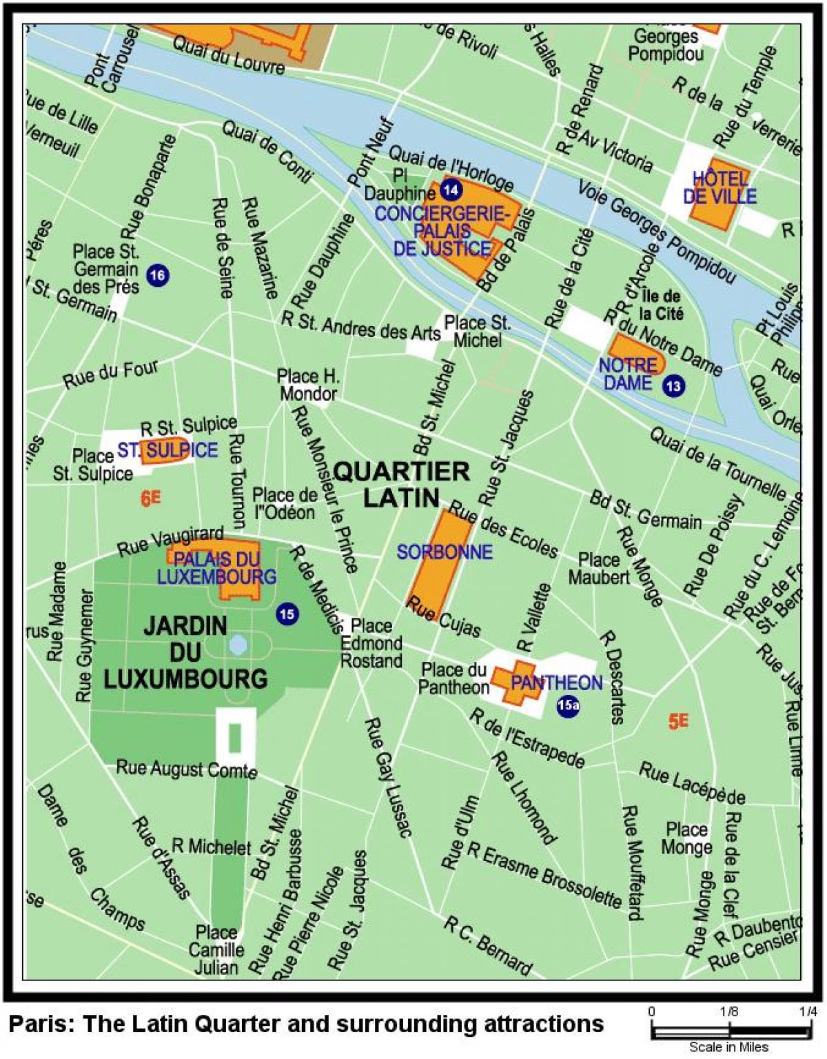 Mapa Na latinskom Četvrt Pariz