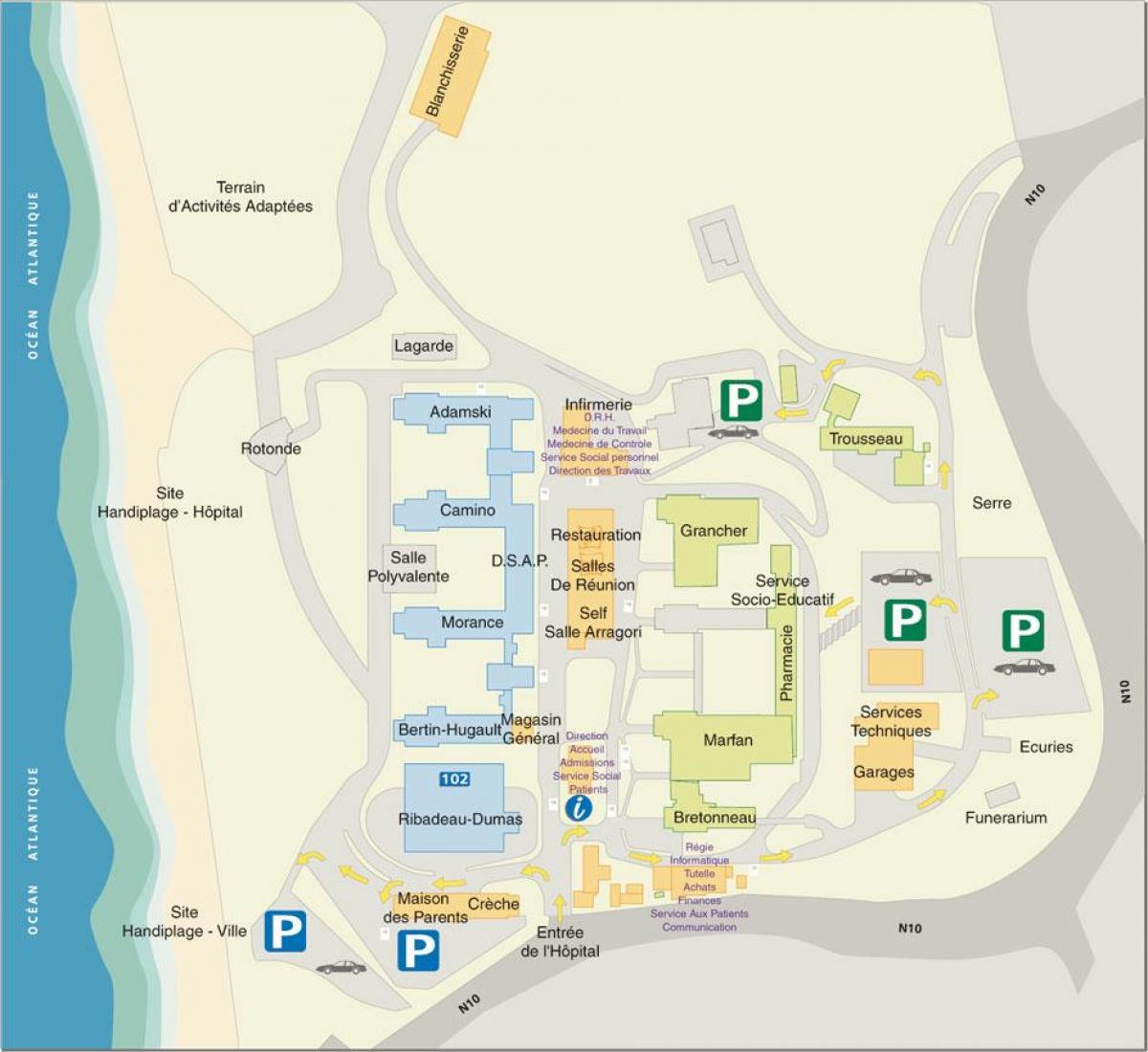 Mapa Marin de Hendaye bolnici