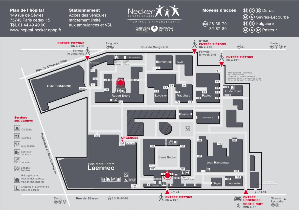 Mapa Necker bolnici