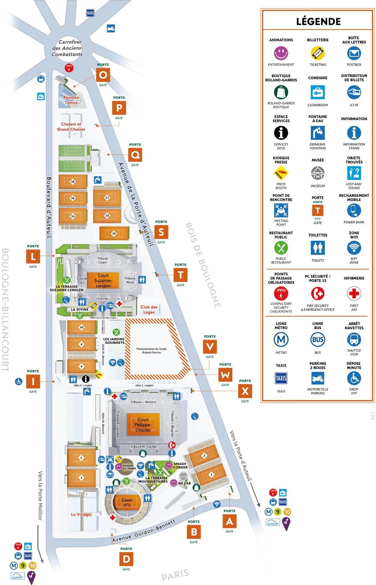 Mapa Roland Garrosu