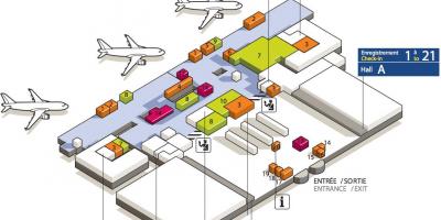 Mapa CDG aerodrom terminal 3