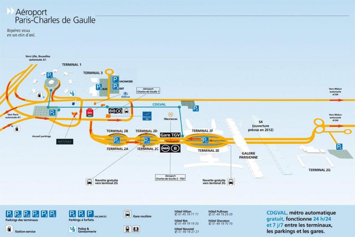 Mapa na Charles de Gaulle aerodrom