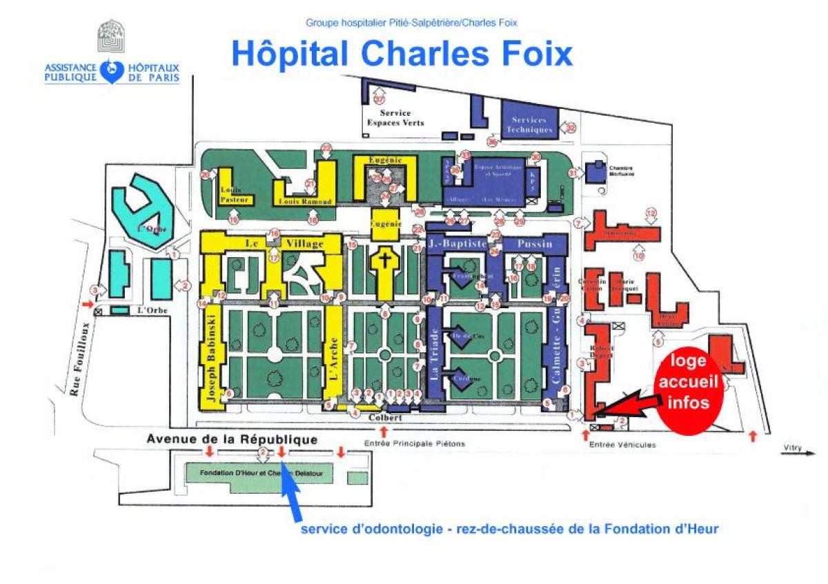Mapa Charles-Foix bolnici