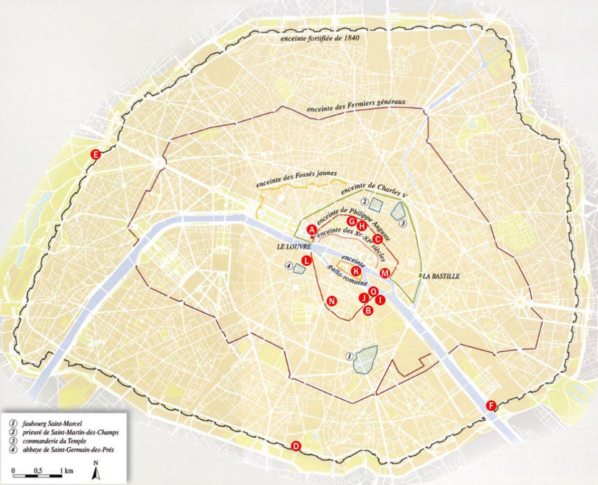Mapa Gradskih zidina Pariza