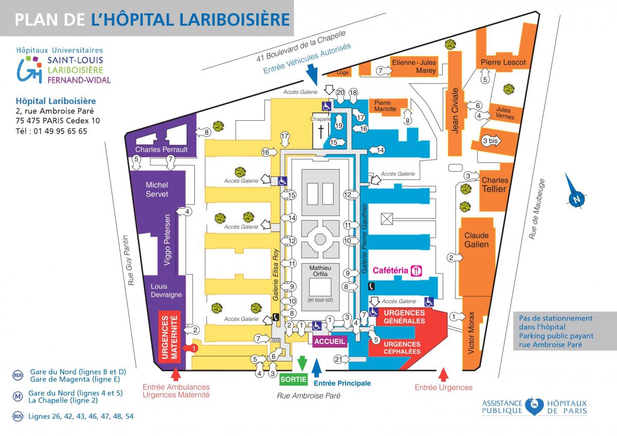 Mapa Lariboisiere bolnici