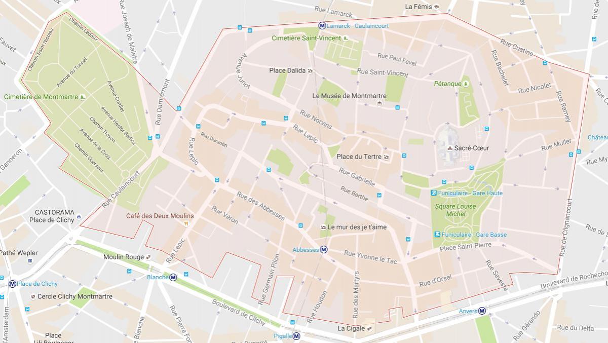 Mapa na Montmartre