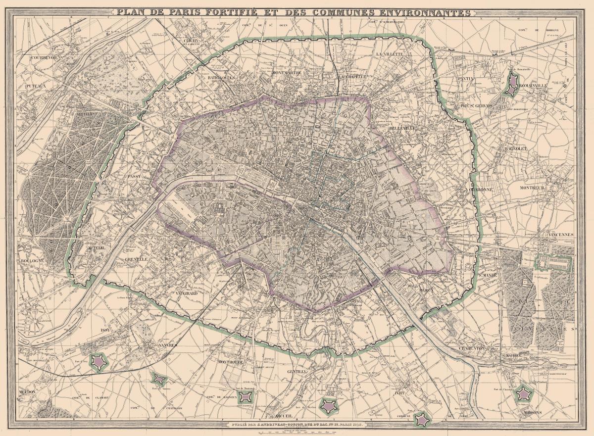 Karta za Pariz 1850