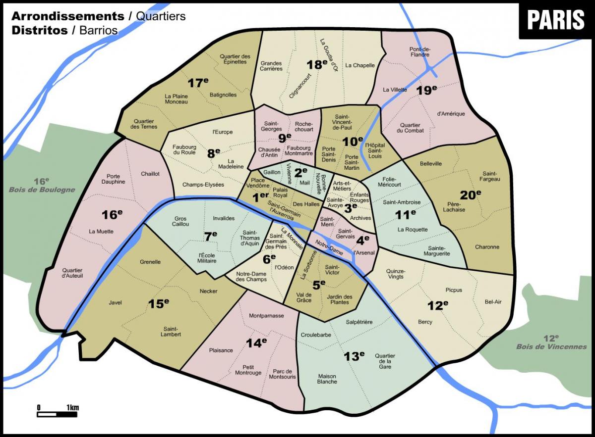 Karta za Pariz naseljima