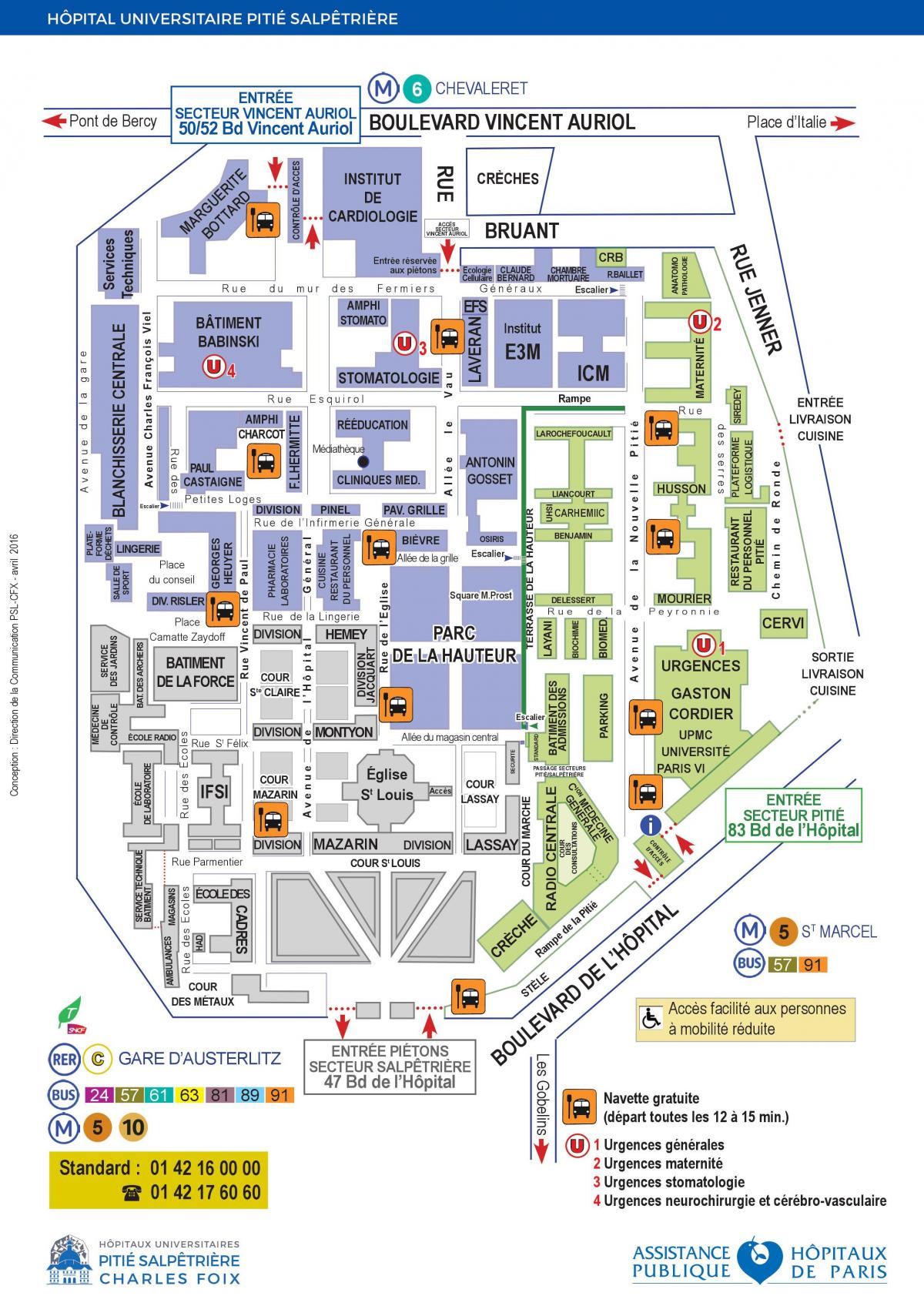Mapa Pitie Salpetriere bolnici