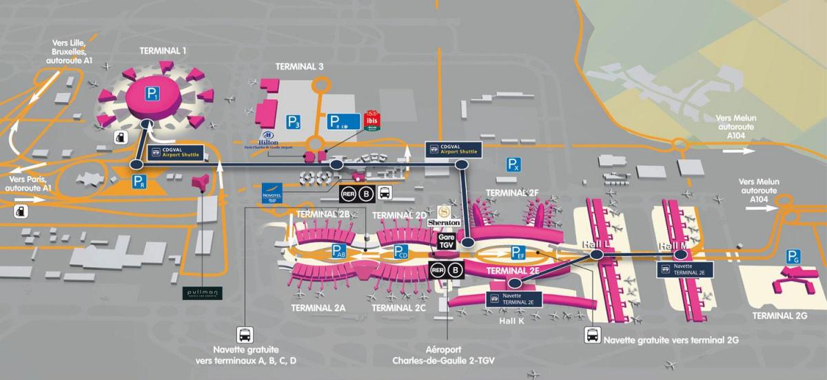 Mapa Roissy aerodrom